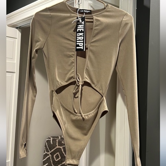 THEKRIPT Tops - Tan Long Sleeve Bodysuit